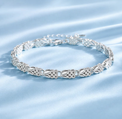 Pulsera Plata 925 con Detalles Florales